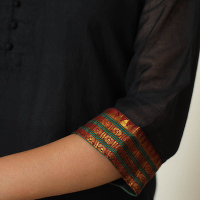 Black - Dharwad Cotton Kurta with Palazzo & Dupatta Set 08