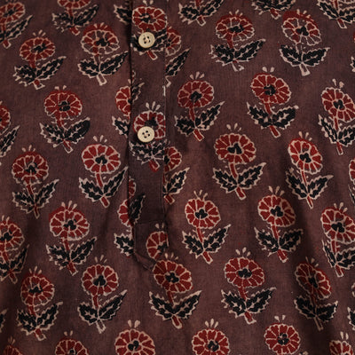 Ajrakh Block Printed Cotton Men Long Kurta 14