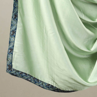 Blue - 3pc Modal Silk Ajrakh Print Kurta with Plain Dupatta 10