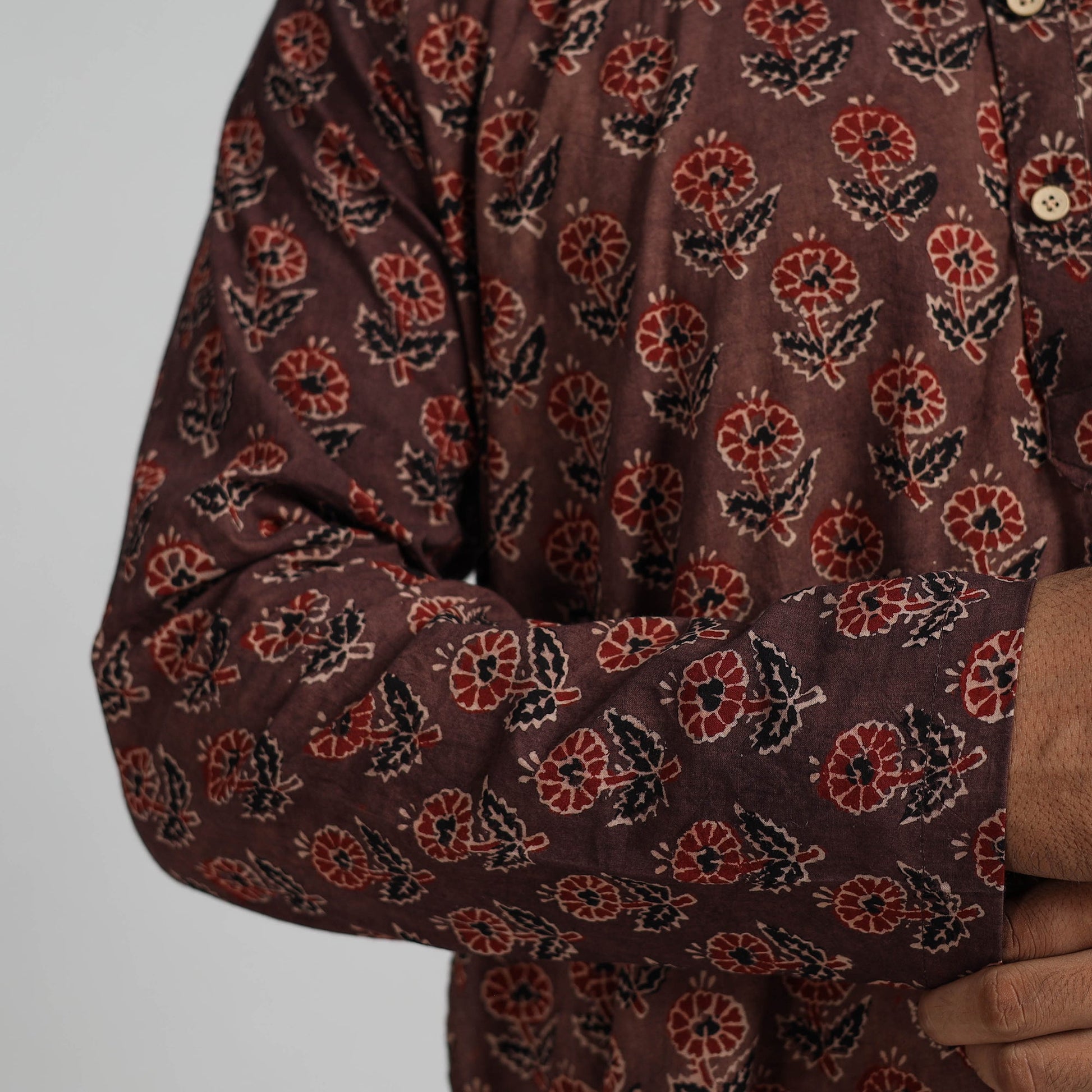 Ajrakh Block Printed Cotton Men Long Kurta 14