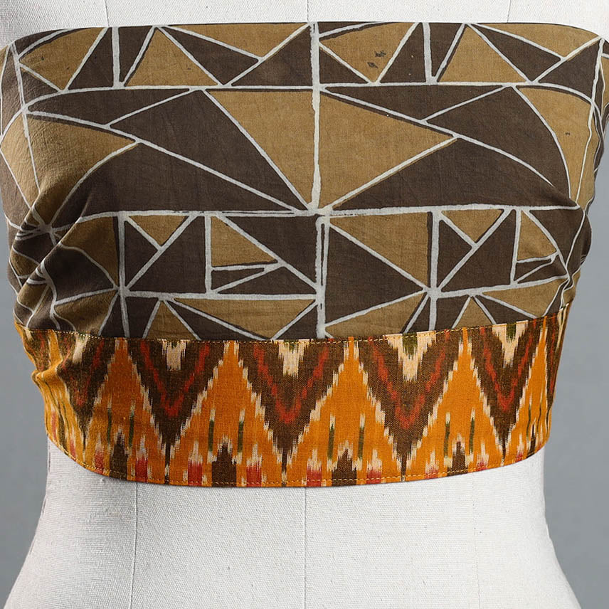 Brown - Akola Block Printed Cotton Blouse Piece 112
