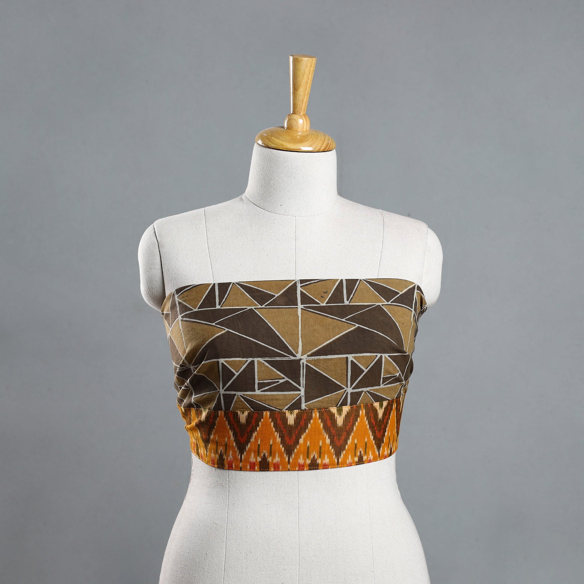 Brown - Akola Block Printed Cotton Blouse Piece 112