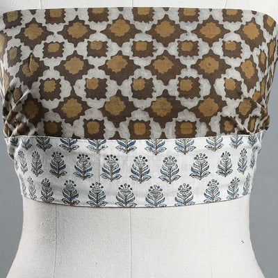 Brown - Akola Block Printed Cotton Blouse Piece 113