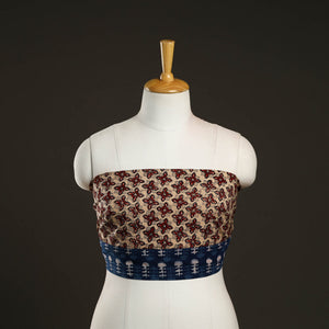 Beige - Block Print Cotton Kalamkari Blouse Piece 50