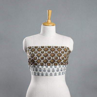 Brown - Akola Block Printed Cotton Blouse Piece 113