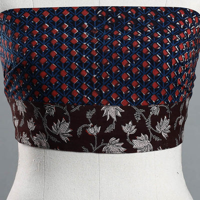 Blue - Block Printed Cotton Bagru Blouse Piece 114