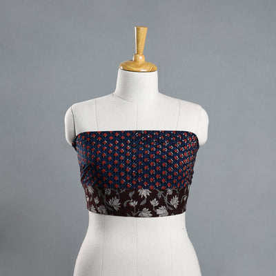 Blue - Block Printed Cotton Bagru Blouse Piece 114