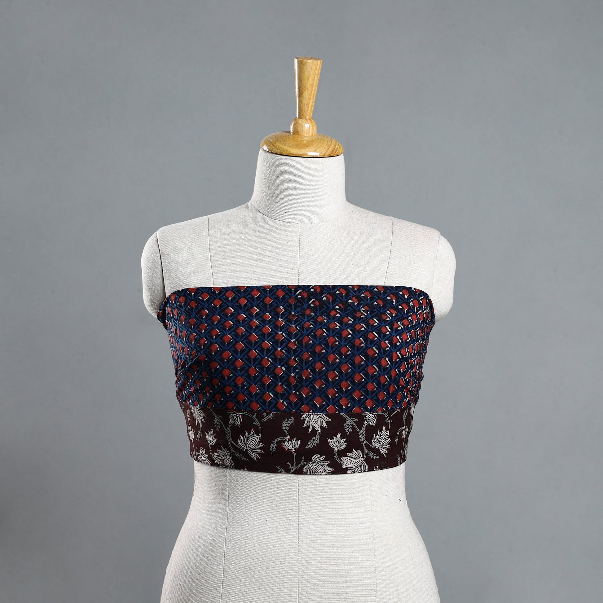 Blue - Block Printed Cotton Bagru Blouse Piece 114