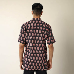 Black - Bagh Prints Kantha Cotton Men Half Sleeve Shirt 14