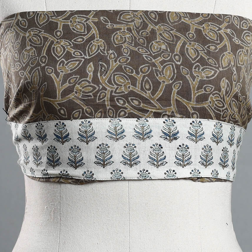 Brown - Akola Block Printed Cotton Blouse Piece 115