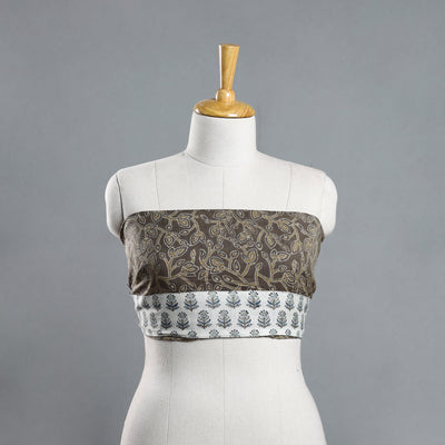 Brown - Akola Block Printed Cotton Blouse Piece 115