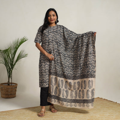 Black - Block Printed Cotton Kalamkari Kurta Set 03