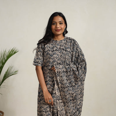 Black - Block Printed Cotton Kalamkari Kurta Set 03