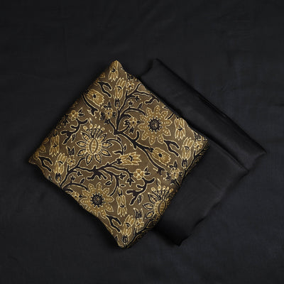 Brown - 3pc Modal Silk Ajrakh Print Kurta with Plain Dupatta 11