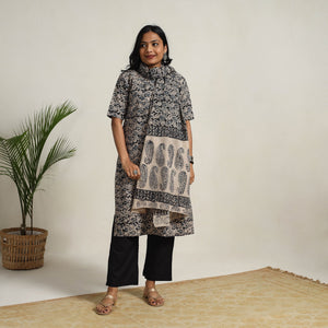 Black - Block Printed Cotton Kalamkari Kurta Set 03