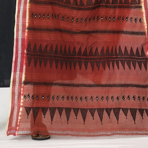 Brown - Bengal Kantha Embroidery Cotton Handloom Dupatta