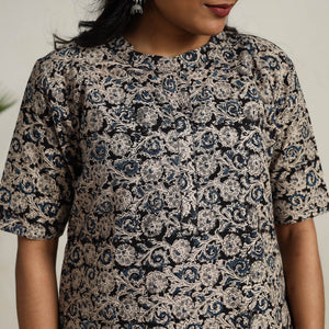 Black - Block Printed Cotton Kalamkari Kurta Set 03