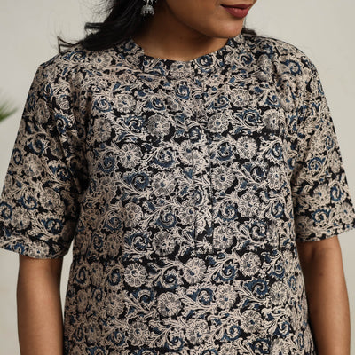 Black - Block Printed Cotton Kalamkari Kurta Set 03