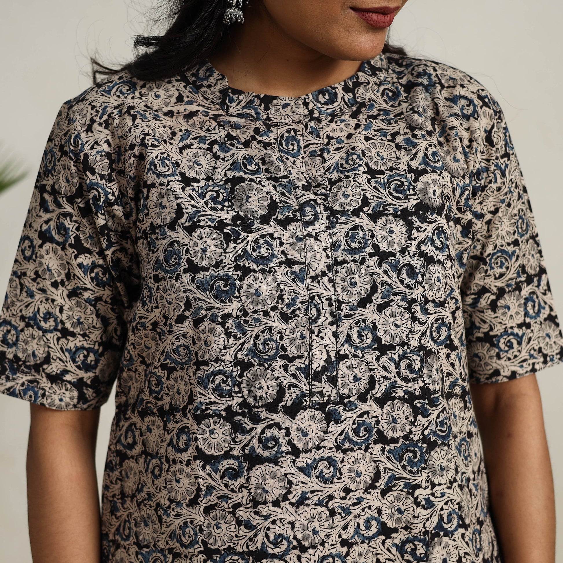 Black - Block Printed Cotton Kalamkari Kurta Set 03