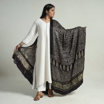 Black - Modal Silk Block Print Ajrakh Dupatta 55