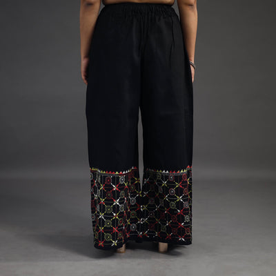 Black - Kantha Hand Embroidery Palazzo in Cotton 19