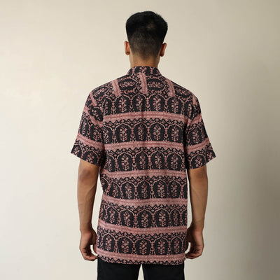 Black - Bagh Prints Kantha Cotton Men Half Sleeve Shirt 15