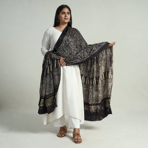 Black - Modal Silk Block Print Ajrakh Dupatta 55