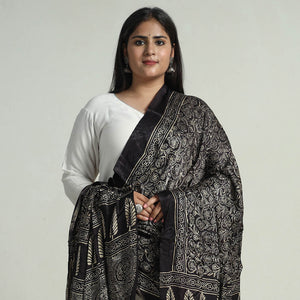 Black - Modal Silk Block Print Ajrakh Dupatta 55