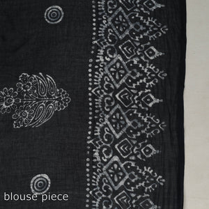 Black - Cotton Hand Batik Print Saree 02