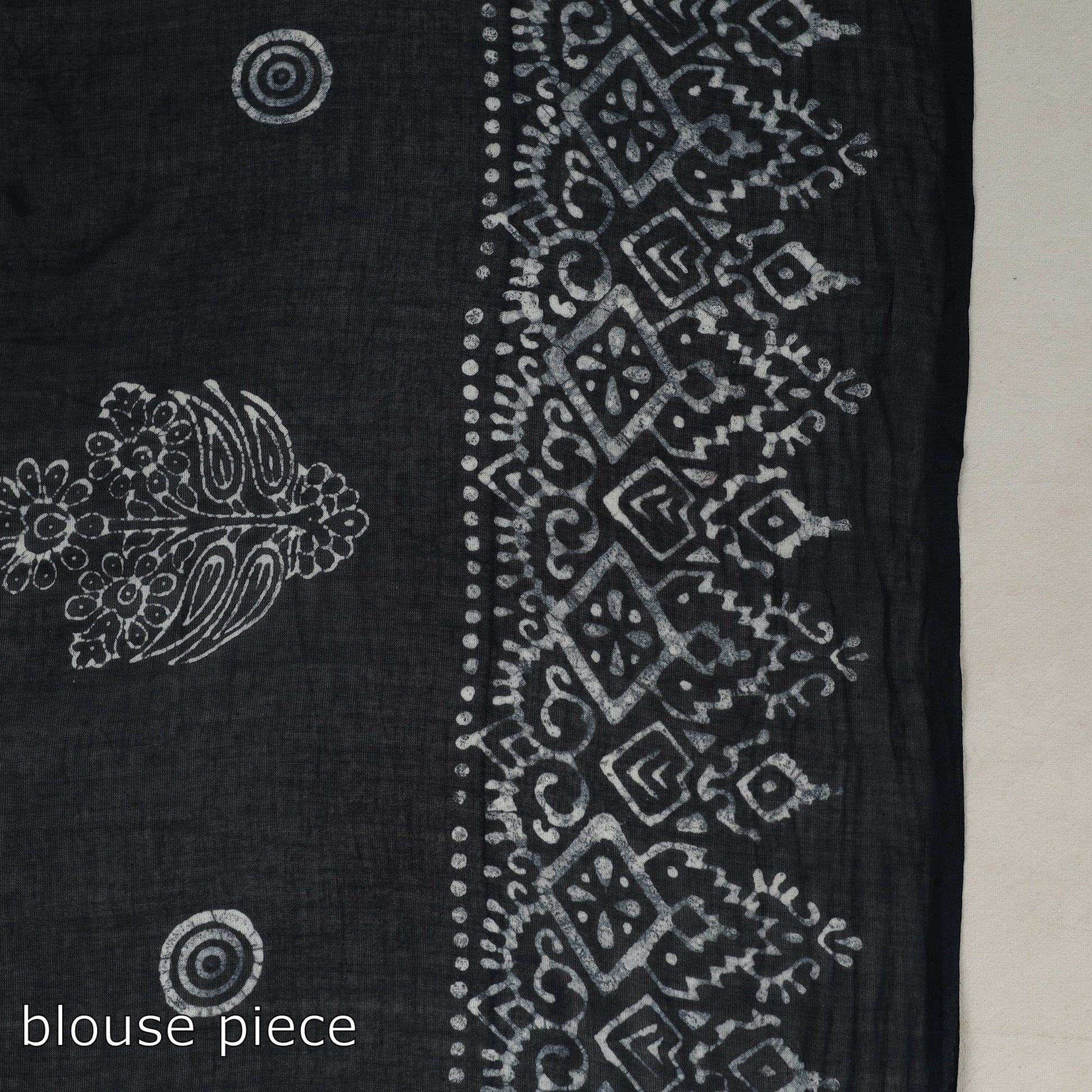 Black - Cotton Hand Batik Print Saree 02
