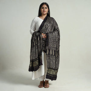 Black - Modal Silk Block Print Ajrakh Dupatta 55