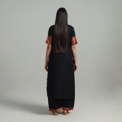 Black - Cotton Dharwad Kurta Set with Palazzo & Dupatta 17