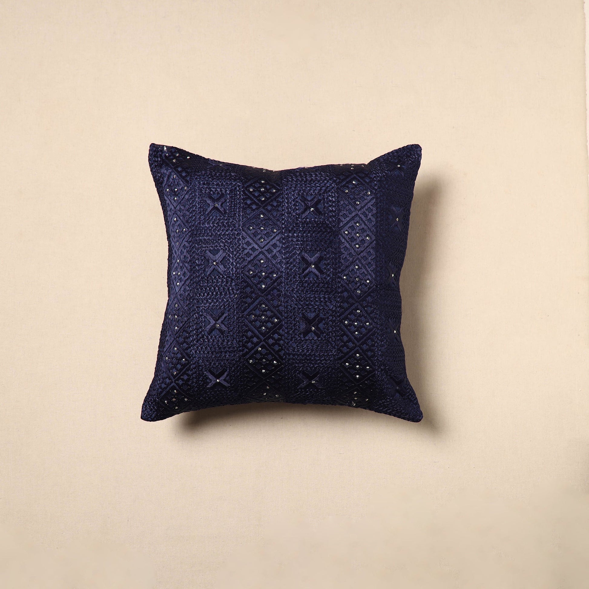 Blue - Chinon Phulkari Embroidered Cushion Cover 10