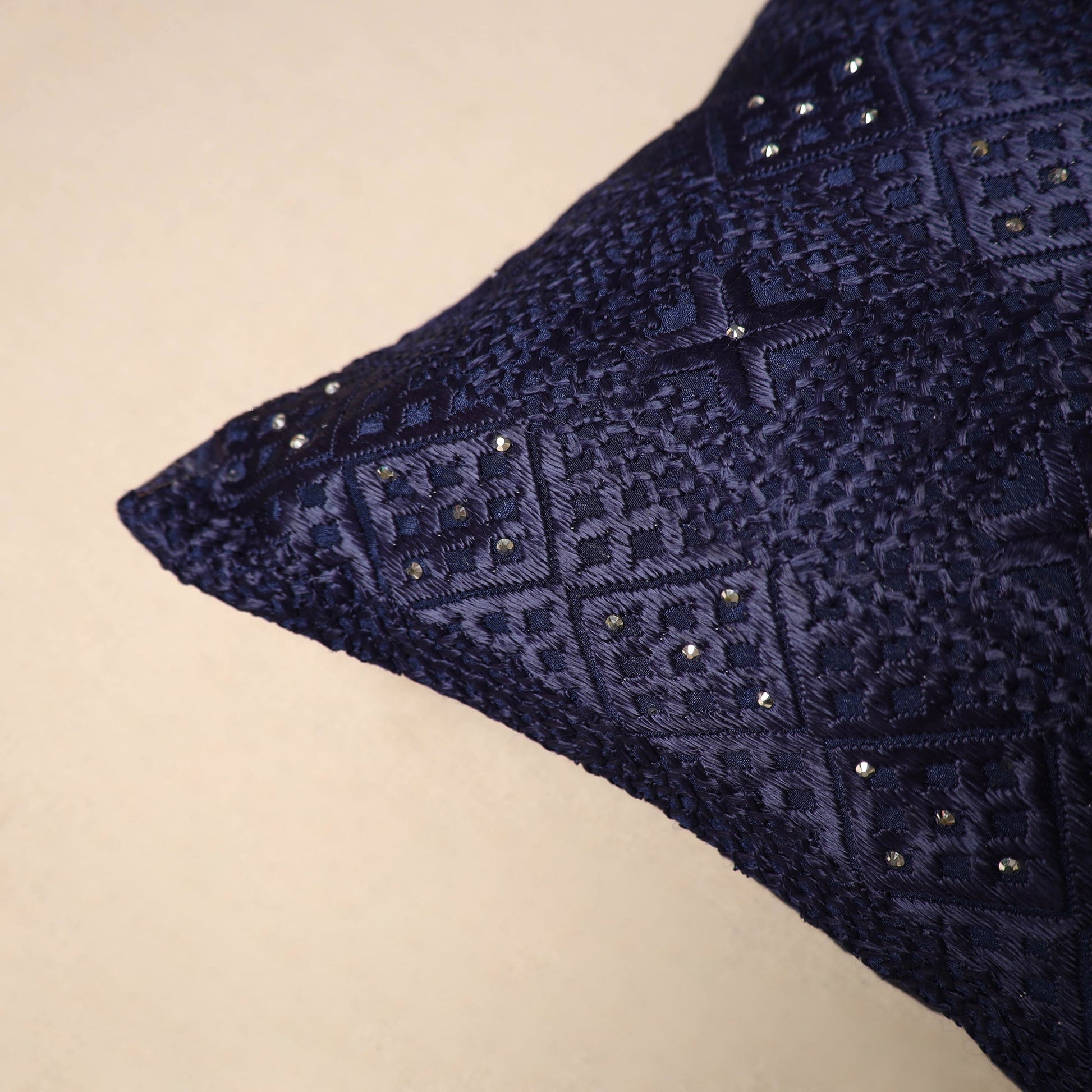 Blue - Chinon Phulkari Embroidered Cushion Cover 10