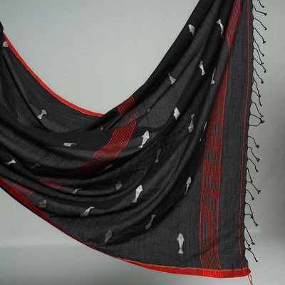 Black - Handwoven Cotton Phulia Bengal Jamdani Saree