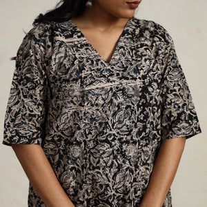 Black - Block Printed Cotton Kalamkari Kurta Set 01