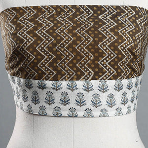 Brown - Akola Block Printed Cotton Blouse Piece 128