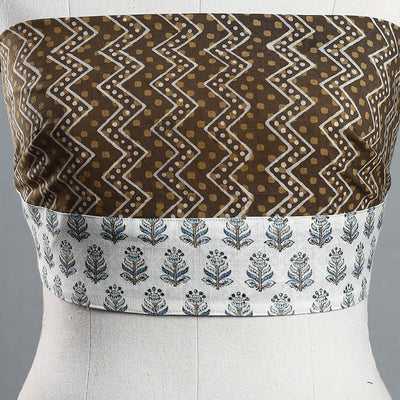 Brown - Akola Block Printed Cotton Blouse Piece 128
