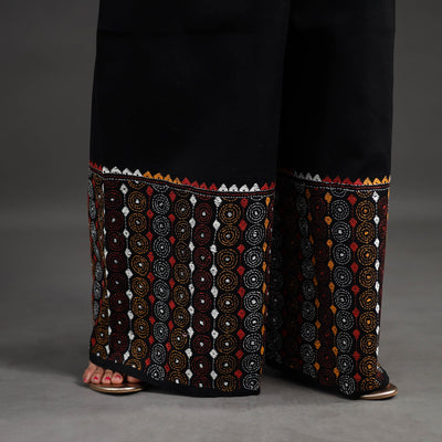 Black - Kantha Hand Embroidery Palazzo in Cotton 20