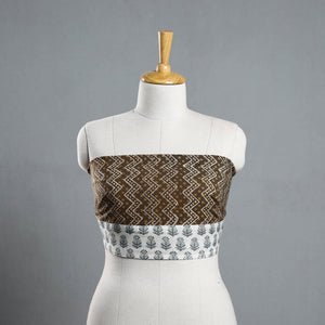 Brown - Akola Block Printed Cotton Blouse Piece 128