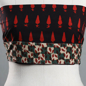 Black - Red - Pipad Block Printed Cotton Blouse Piece 129