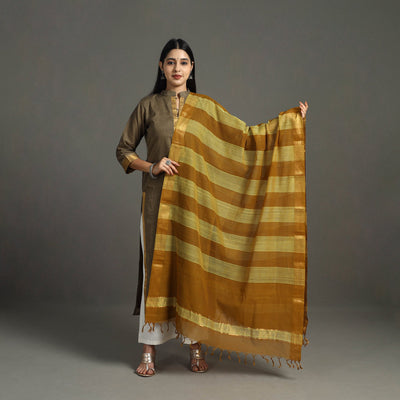 Brown - Handloom Cotton Mangalagiri Dupatta 38