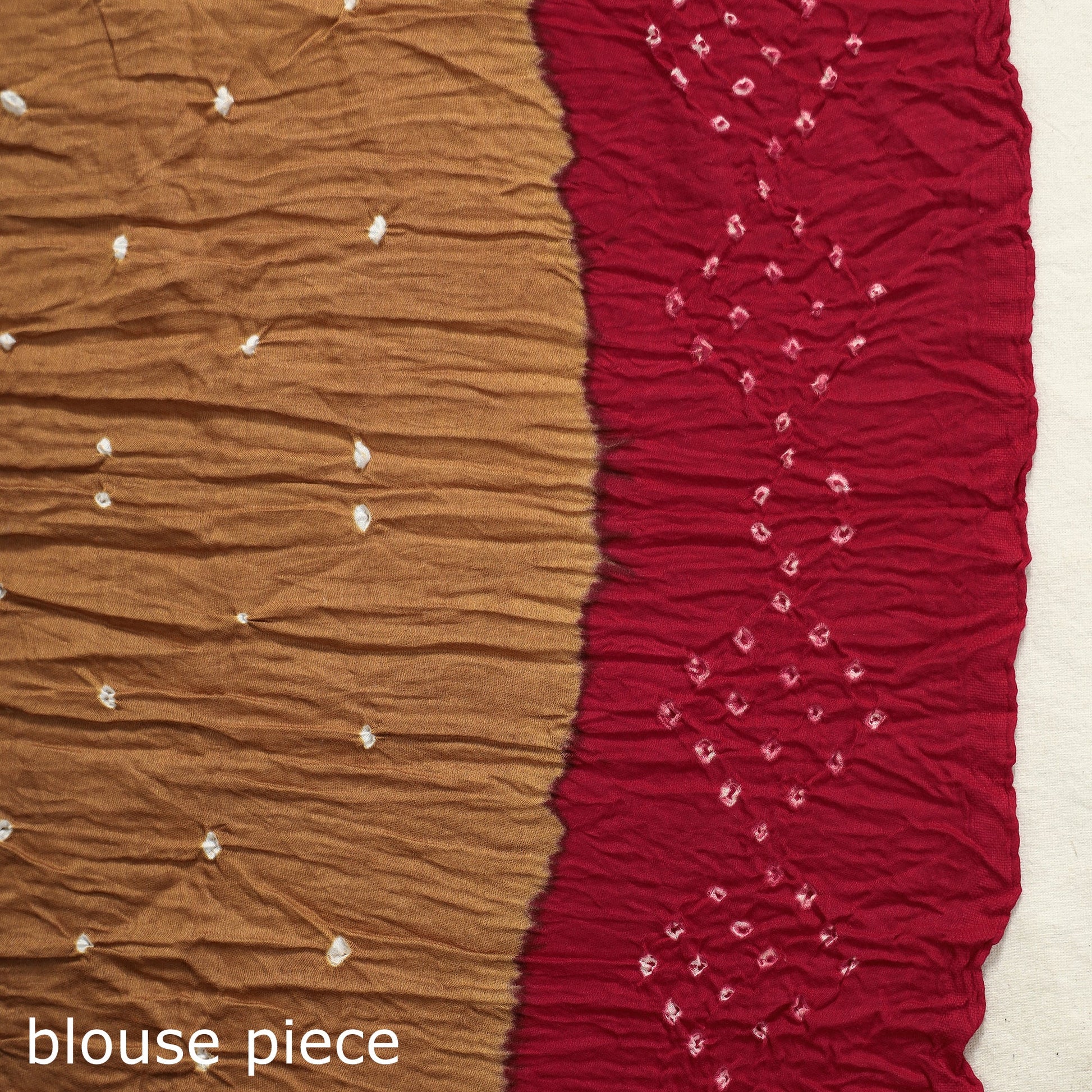Brown - Kutch Bandhani Tie-Dye Cotton Saree with Blouse Piece