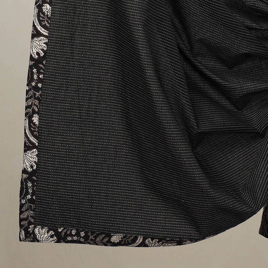 Black - 3pc Cotton Bagru Print Kurta with Plain Dupatta 07