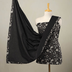 Black - 3pc Cotton Bagru Print Kurta with Plain Dupatta 07