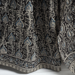 Black - Pedana Block Print Cotton Kalamkari Saree