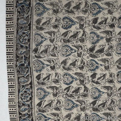 Black - Pedana Block Print Cotton Kalamkari Saree