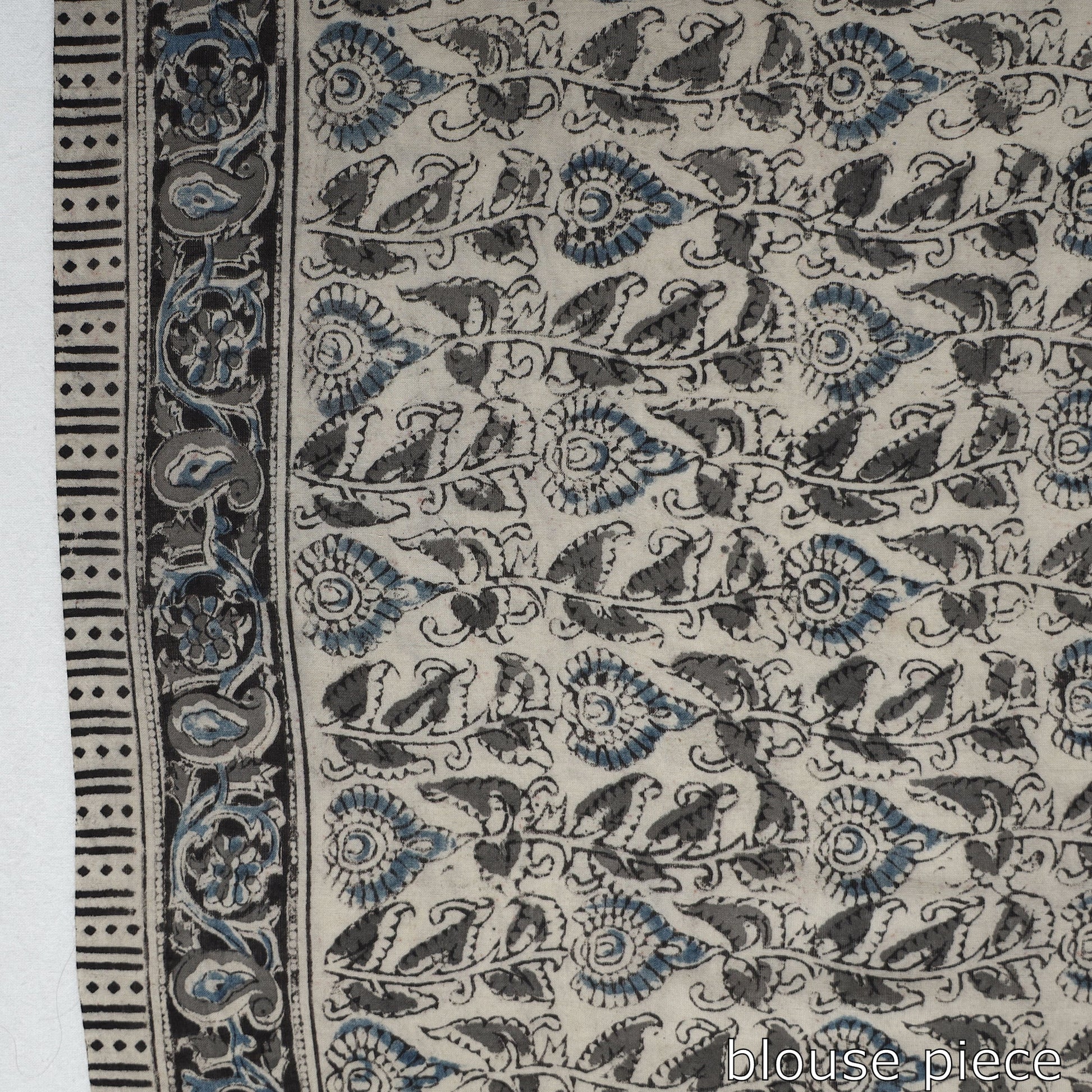 Black - Pedana Block Print Cotton Kalamkari Saree