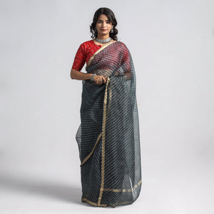 Black - Leheriya Tie-Dye Kota Doria Silk Saree