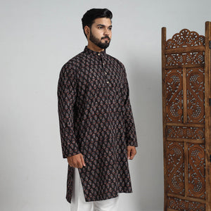 Ajrakh Block Printed Cotton Men Long Kurta 17